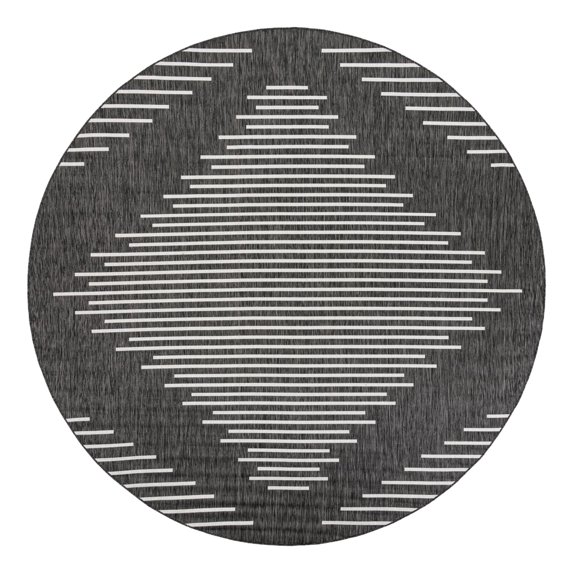 Unique Loom Outdoor Modern Collection Area Rug - Tambor (10' Round Charcoal Gray/Ivory)