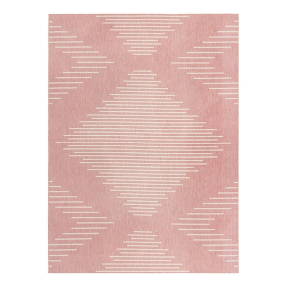Unique Loom Outdoor Modern Collection Area Rug - Tambor (10' x 13' 1" Rectangle Pink/Ivory)