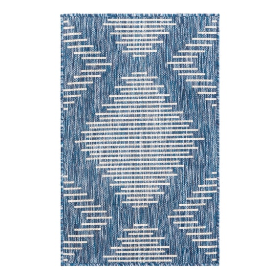 Unique Loom Outdoor Modern Collection Area Rug - Tambor (2' x 3' Rectangle Blue/Ivory)