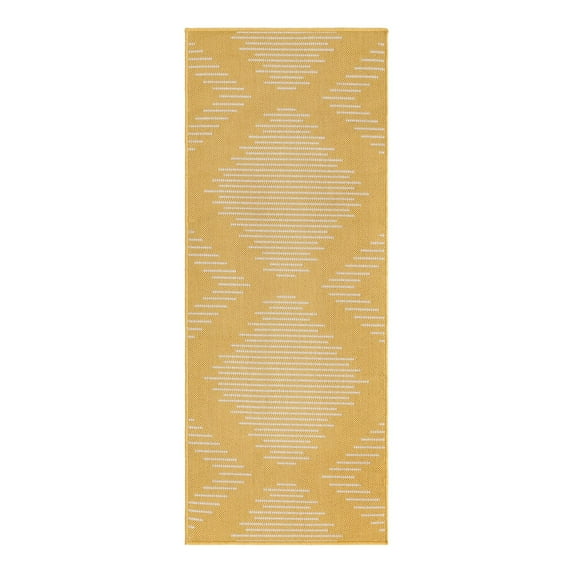 Unique Loom Outdoor Modern Collection Area Rug - Tambor (2' x 5' 3" Runner Yellow/Ivory)