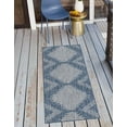 thumbnail image 1 of Unique Loom Outdoor Modern Collection Area Rug - Tambor (2' x 6' Runner Blue/Ivory), 1 of 6