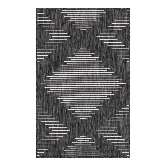 Unique Loom Outdoor Modern Collection Area Rug - Tambor (3' 1" x 5' 3" Rectangle Charcoal Gray/Ivory)