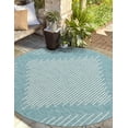 thumbnail image 1 of Unique Loom Outdoor Modern Collection Area Rug - Tambor (3' 3" Round Light Aqua/Ivory), 1 of 6