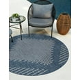 thumbnail image 1 of Unique Loom Outdoor Modern Collection Area Rug - Tambor (4' Round Blue/Ivory), 1 of 6