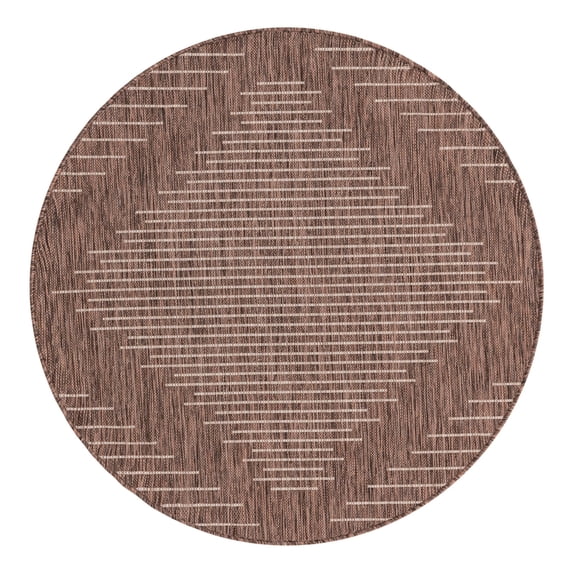 Unique Loom Outdoor Modern Collection Area Rug - Tambor (4' Round Brown/Ivory)