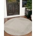 thumbnail image 1 of Unique Loom Outdoor Modern Collection Area Rug - Tambor (6' Round Gray/Ivory), 1 of 6