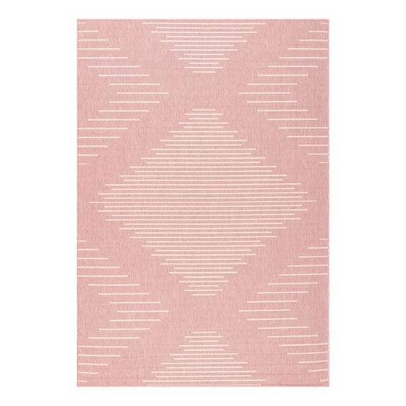 Unique Loom Outdoor Modern Collection Area Rug - Tambor (7' 1" x 10' Rectangle Pink/Ivory)
