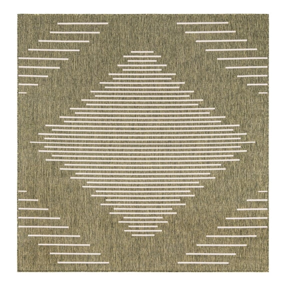 Unique Loom Outdoor Modern Collection Area Rug - Tambor (7' Square Green/Ivory)
