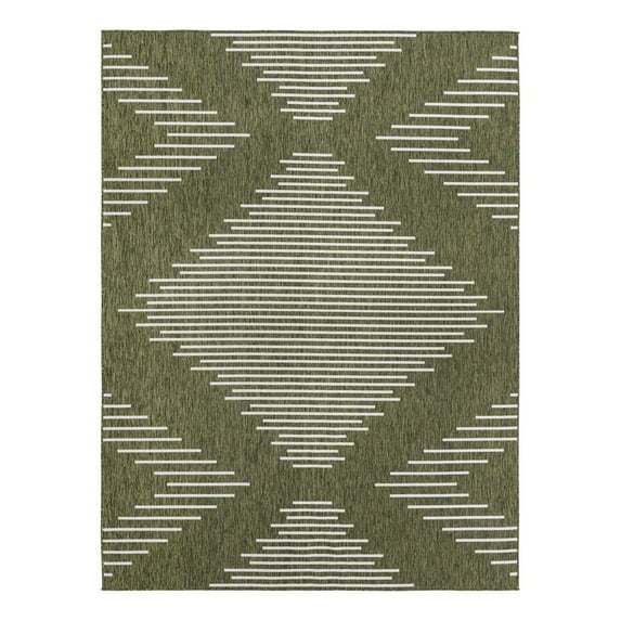 Unique Loom Outdoor Modern Collection Area Rug - Tambor (9' 10" x 13' Rectangle Green/Ivory)