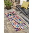 thumbnail image 1 of Unique Loom Outdoor Modern Collection Area Rug - Tiles (2'  x 5' 1" Runner Multi/Blue), 1 of 9