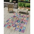 thumbnail image 1 of Unique Loom Outdoor Modern Collection Area Rug - Tiles (6' 1" x 9' Rectangle Multi/Blue), 1 of 9