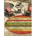 thumbnail image 1 of Unique Loom Outdoor Modern Collection Area Rug - Traditional (8' Round Multi/Gold), 1 of 7