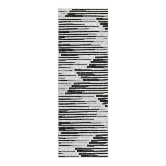 Unique Loom Outdoor Modern Collection Area Rug - Umbra (2' x 6' 1" Runner Black and White)