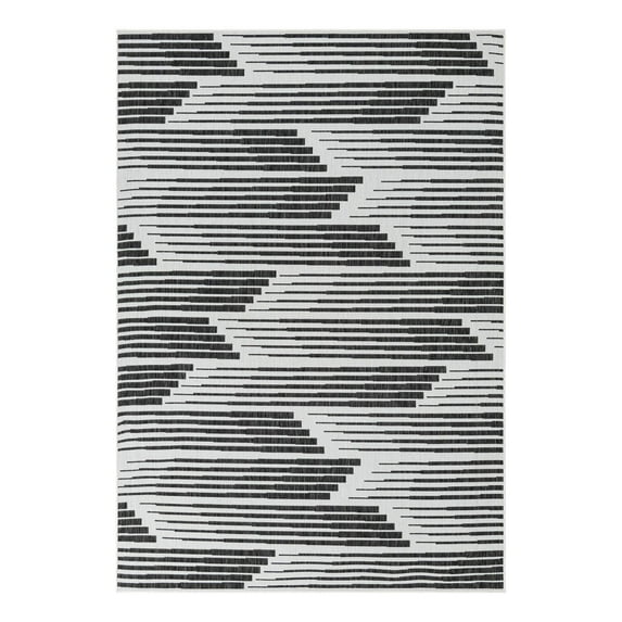 Unique Loom Outdoor Modern Collection Area Rug - Umbra (7' 1" x 10' Rectangle Black and White)