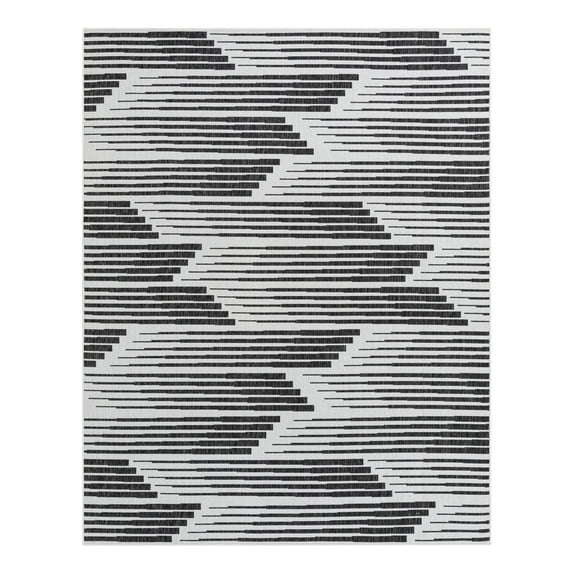 Unique Loom Outdoor Modern Collection Area Rug - Umbra (7' 10" x 10' Rectangle Black and White)