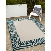 Unique Loom Outdoor Safari Collection Area Rug - Serengeti (5' 1" x 8' Rectangle Ivory/Blue)