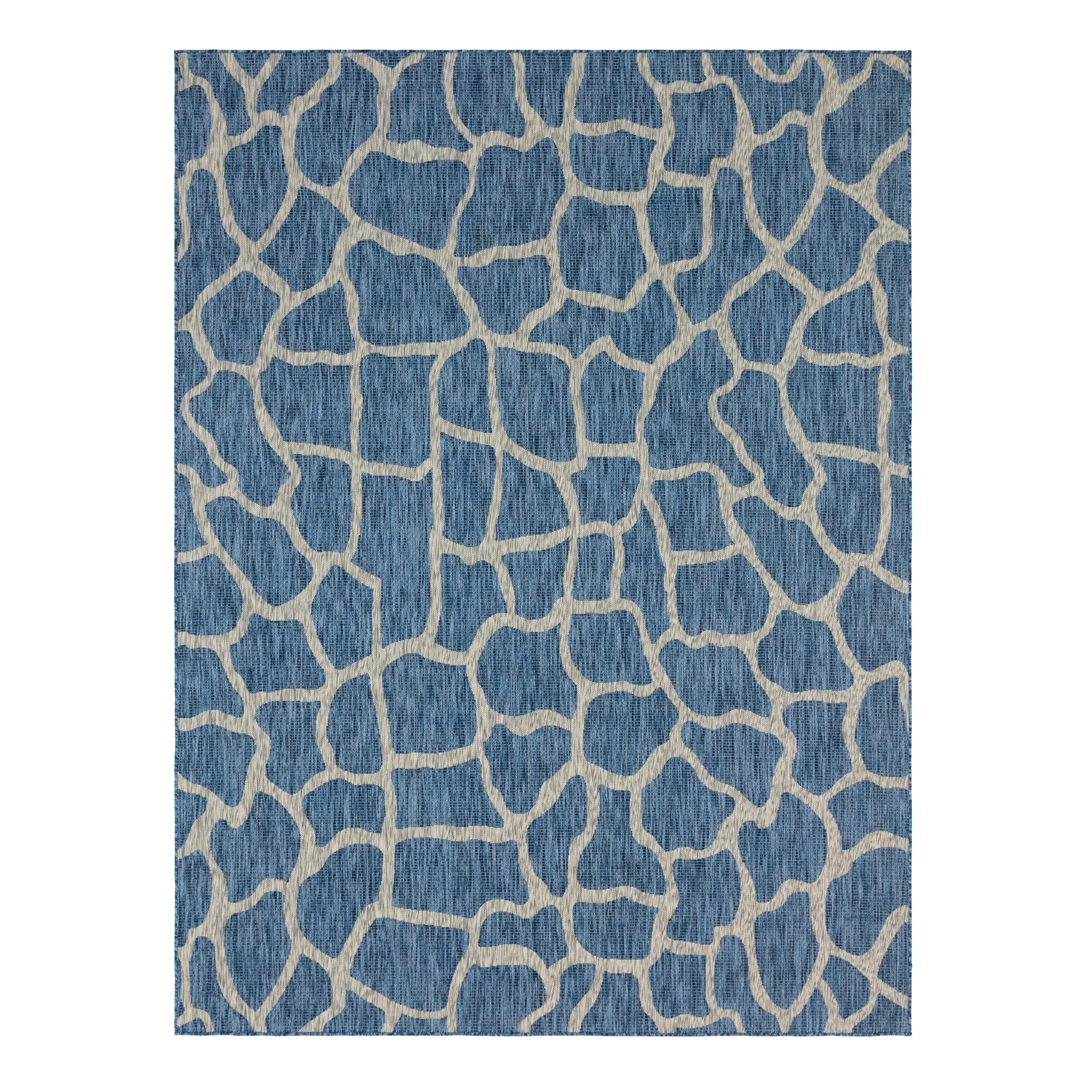 Abstract Blue 9' x 12' Synthetic Outdoor Rug