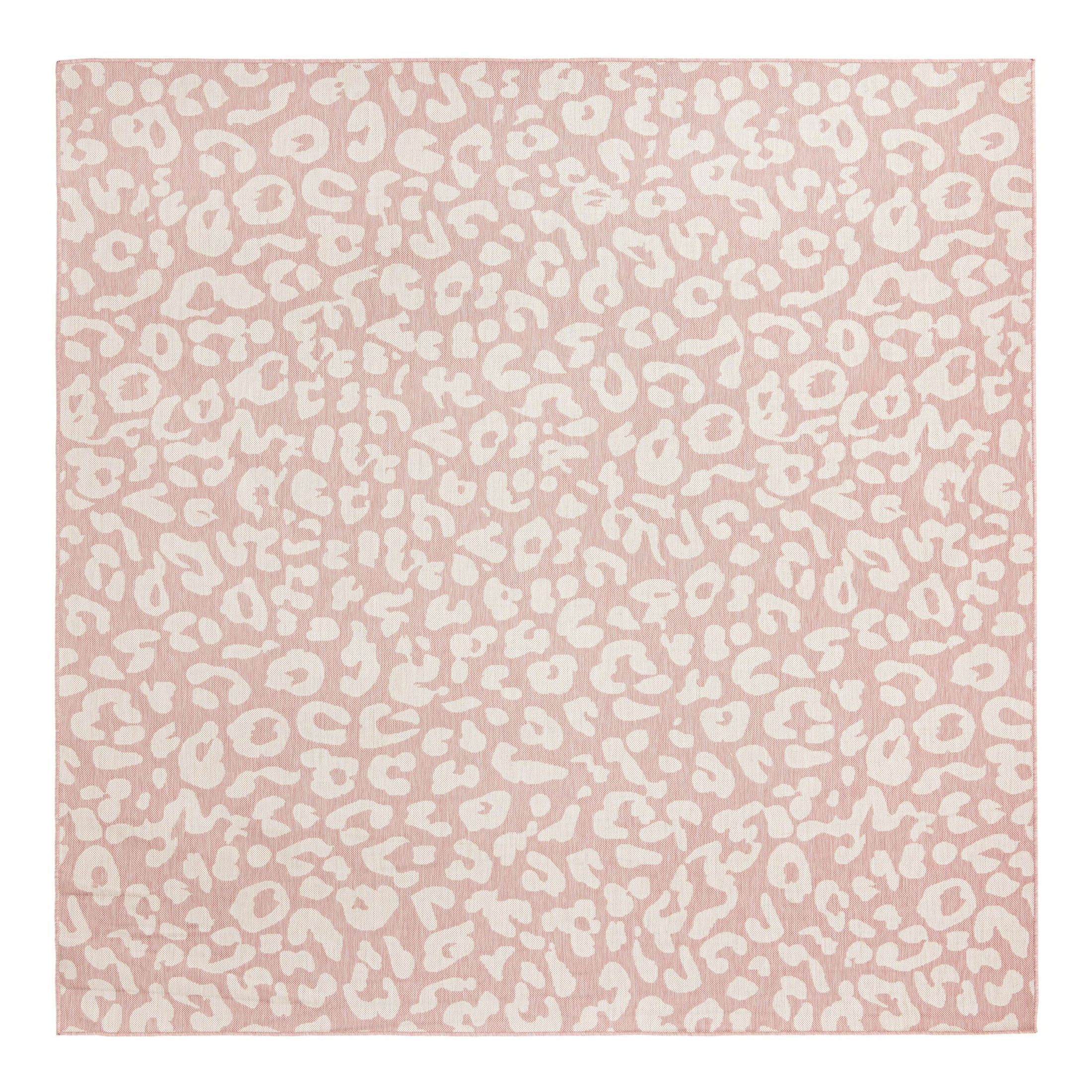 10 ft Square Pink Ivory Synthetic Outdoor Area Rug