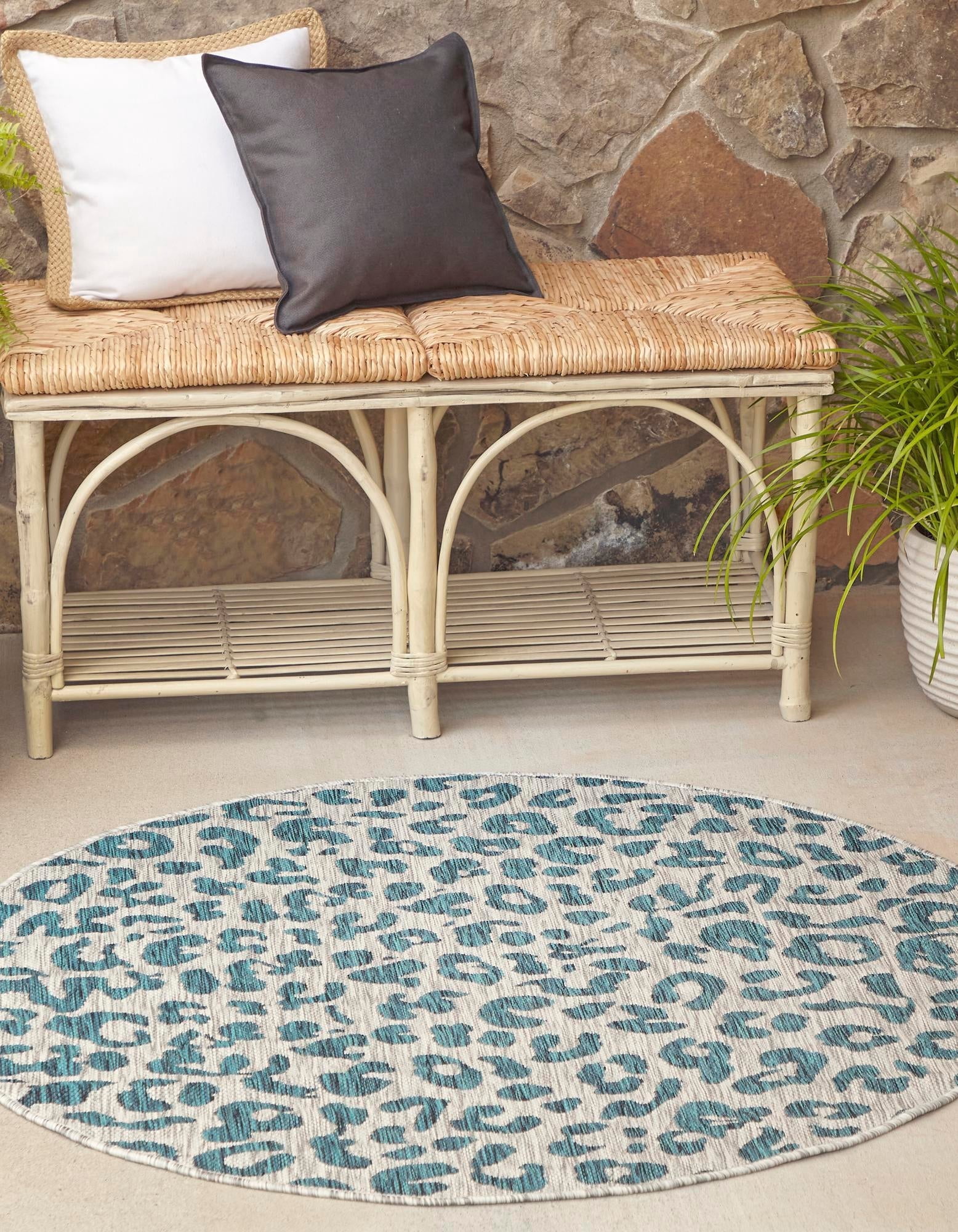 Unique Loom Outdoor Safari Collection Area Rug - Leopard (13' Round ...