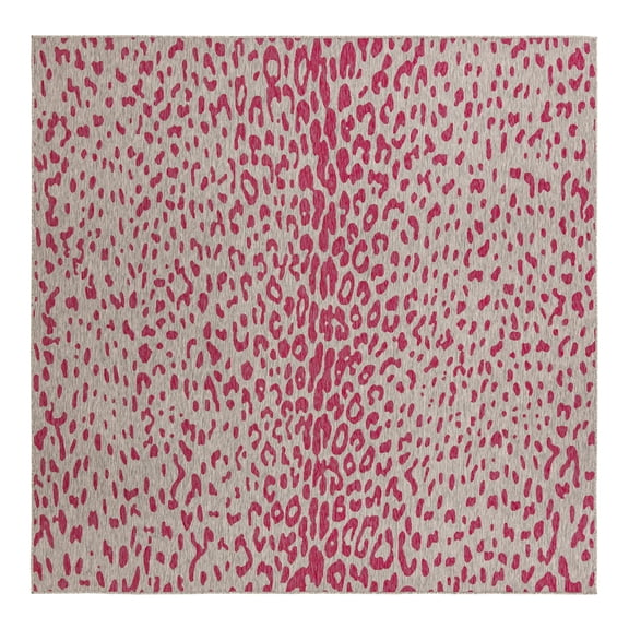 Unique Loom Outdoor Safari Collection Area Rug - Samburu (10' Square Pink Gray/Ivory)