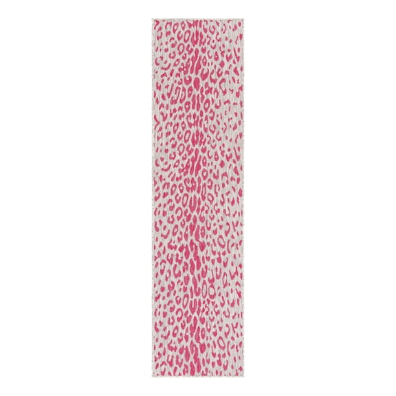 Unique Loom Outdoor Safari Collection Area Rug - Samburu (2' x 8' Runner Pink Gray/Ivory)