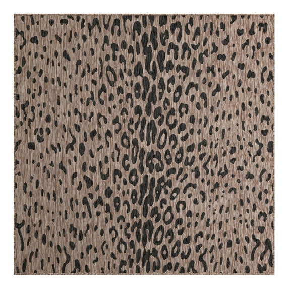 Unique Loom Outdoor Safari Collection Area Rug - Samburu (6' 1" Square Natural/Light Brown)