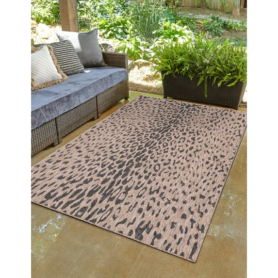 Unique Loom Outdoor Safari Collection Area Rug - Samburu (7' 1" x 10' Rectangle Natural/Light Brown)