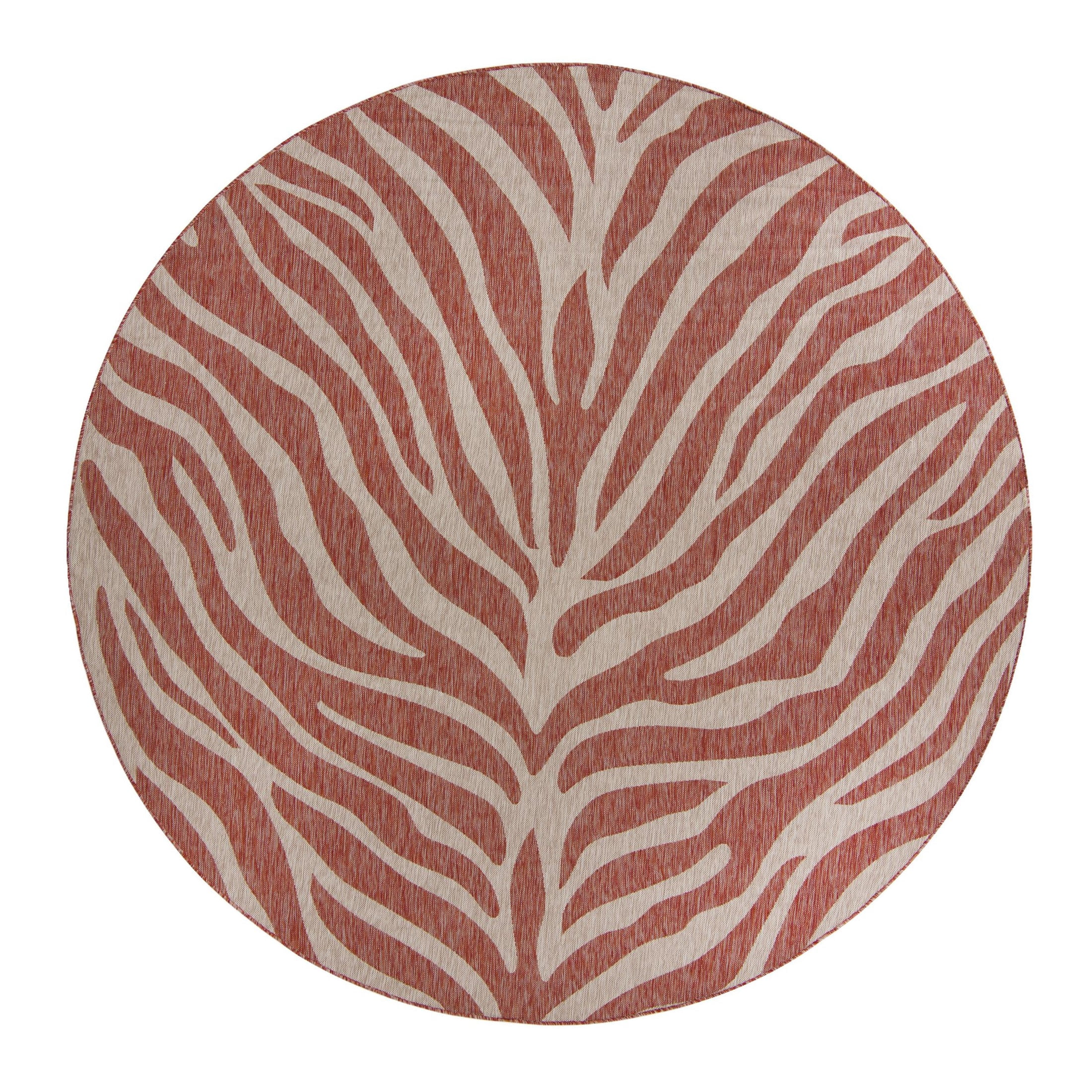 Unique Loom Outdoor Safari Rug, Rust Red Ivory, Round 10 ft, Waterproof ...