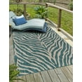 thumbnail image 1 of Unique Loom Outdoor Safari Collection Area Rug - Tsavo (2' 2" x 3' Rectangle Teal/Ivory), 1 of 7