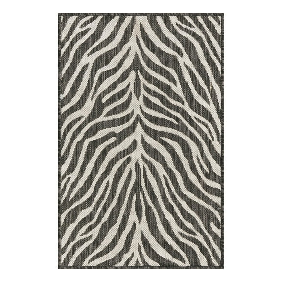 Unique Loom Outdoor Safari Collection Area Rug - Tsavo (2' x 3' 1" Rectangle White/Black)