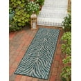 thumbnail image 1 of Unique Loom Outdoor Safari Collection Area Rug - Tsavo (2' x 6' Runner Teal/Ivory), 1 of 7