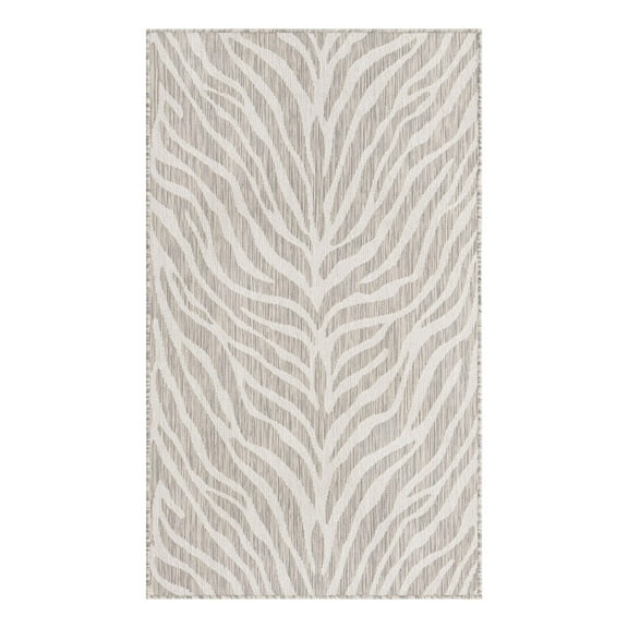 Unique Loom Outdoor Safari Collection Area Rug - Tsavo (3' 1" x 5' 3" Rectangle Gray/Ivory)