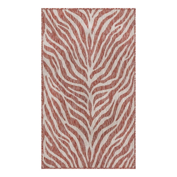 Unique Loom Outdoor Safari Collection Area Rug - Tsavo (3' 1" x 5' 3" Rectangle Rust Red/Ivory)