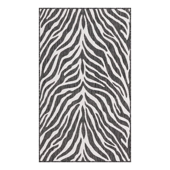 Unique Loom Outdoor Safari Collection Area Rug - Tsavo (3' 1" x 5' 3" Rectangle White/Black)