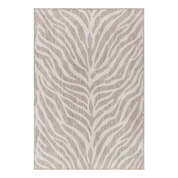 Unique Loom Outdoor Safari Collection Area Rug - Tsavo (4' 1" x 6' 1" Rectangle Gray/Ivory)
