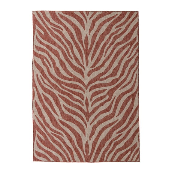 Unique Loom Outdoor Safari Collection Area Rug - Tsavo (7' 10" x 11' Rectangle Rust Red/Ivory)
