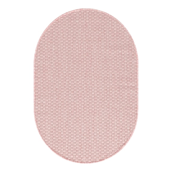 Unique Loom Outdoor Solid Collection Area Rug (2' x 3' 1" Oval Whisper Pink/Ivory)