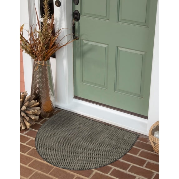 Unique Loom Outdoor Solid Collection Area Rug (3' 1" x 6' 1" Hearth Black/Ivory)