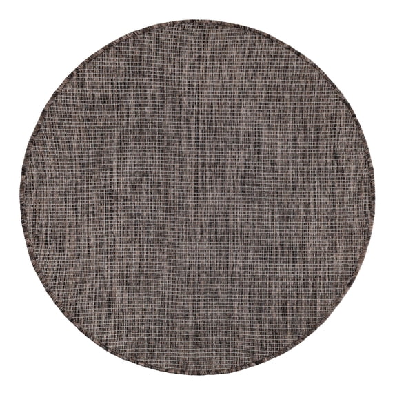 Unique Loom Outdoor Solid Collection Area Rug (3' 3" Round Light Brown/Ivory)