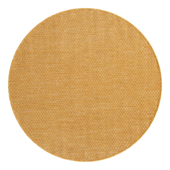 Unique Loom Outdoor Solid Collection Area Rug (4' 1" Round Corn Harvest Yellow)