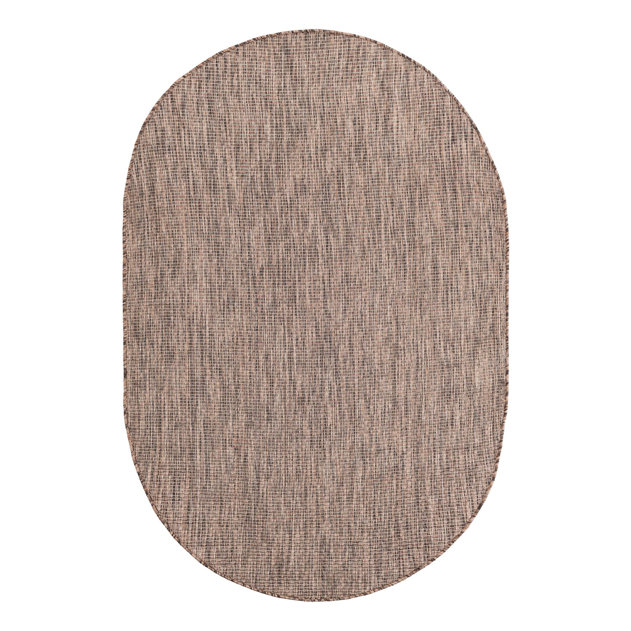 Light Brown Oval Synthetic Outdoor Area Rug 4' x 6'