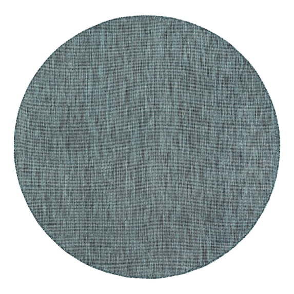 Unique Loom Outdoor Solid Collection Area Rug (6' 1" Round Teal/Navy Blue)