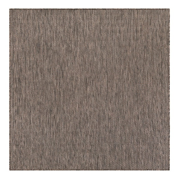 Unique Loom Outdoor Solid Collection Area Rug (6' 1" Square Light Brown/Ivory)