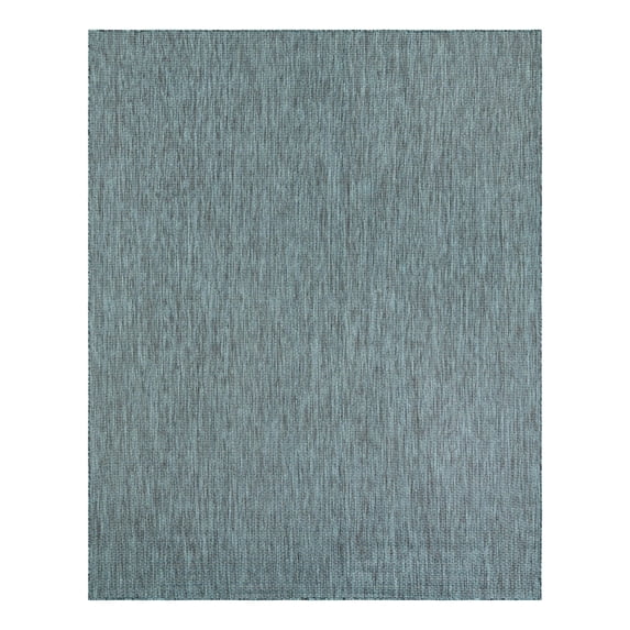 Unique Loom Outdoor Solid Collection Area Rug (7' 10" x 10' Rectangle Teal/Navy Blue)