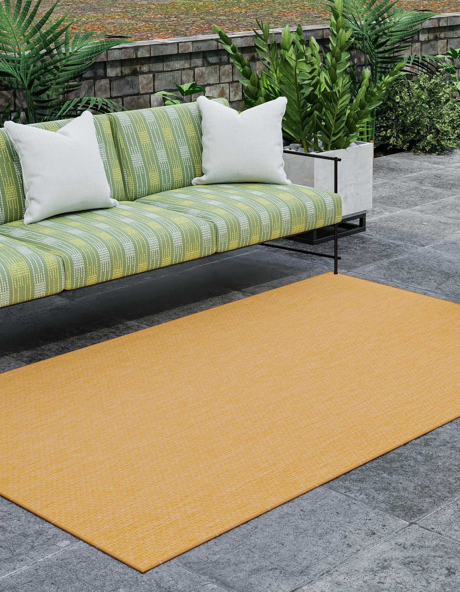 Corn Harvest Yellow Flat Woven Outdoor Synthetic Rug 4' x 6'
