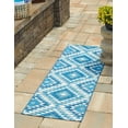 thumbnail image 1 of Unique Loom Outdoor Southwestern Collection Area Rug - Fethiye (2' 7" x 5' 3" Runner Blue/Ivory), 1 of 6