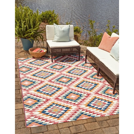 Unique Loom Outdoor Southwestern Collection Area Rug - Fethiye (2' x 3' Rectangle Multi/Gold)