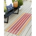 thumbnail image 1 of Unique Loom Outdoor Striped Collection Area Rug - Dash (2' 7" x 10' Runner Peach and Salmon/Ivory), 1 of 9