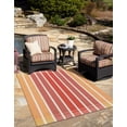 thumbnail image 1 of Unique Loom Outdoor Striped Collection Area Rug - Dash (5' 3" x 8' Rectangle Peach and Salmon/Ivory), 1 of 9