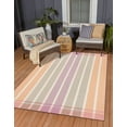 thumbnail image 1 of Unique Loom Outdoor Striped Collection Area Rug - Dash (5' 3" x 8' Rectangle Pink and Lavender/Ivory), 1 of 9